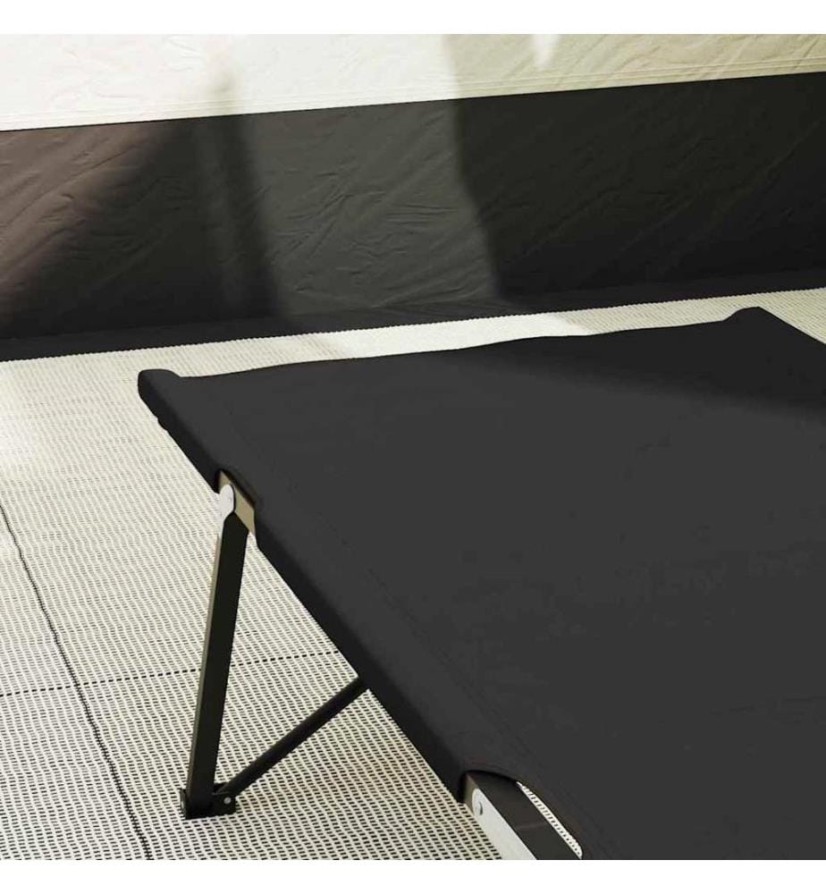 Lit de camping pliant 2 pcs Noir 206 x 76 x 74 cm