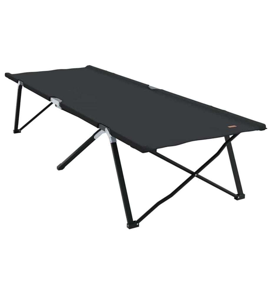 Lit de camping pliant 2 pcs Noir 206 x 76 x 74 cm