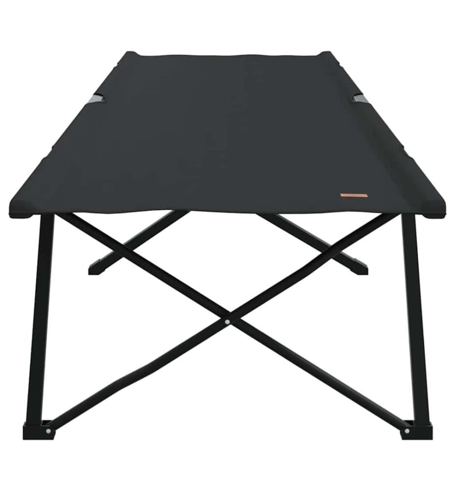 Lit de camping pliant 2 pcs Noir 206 x 76 x 74 cm