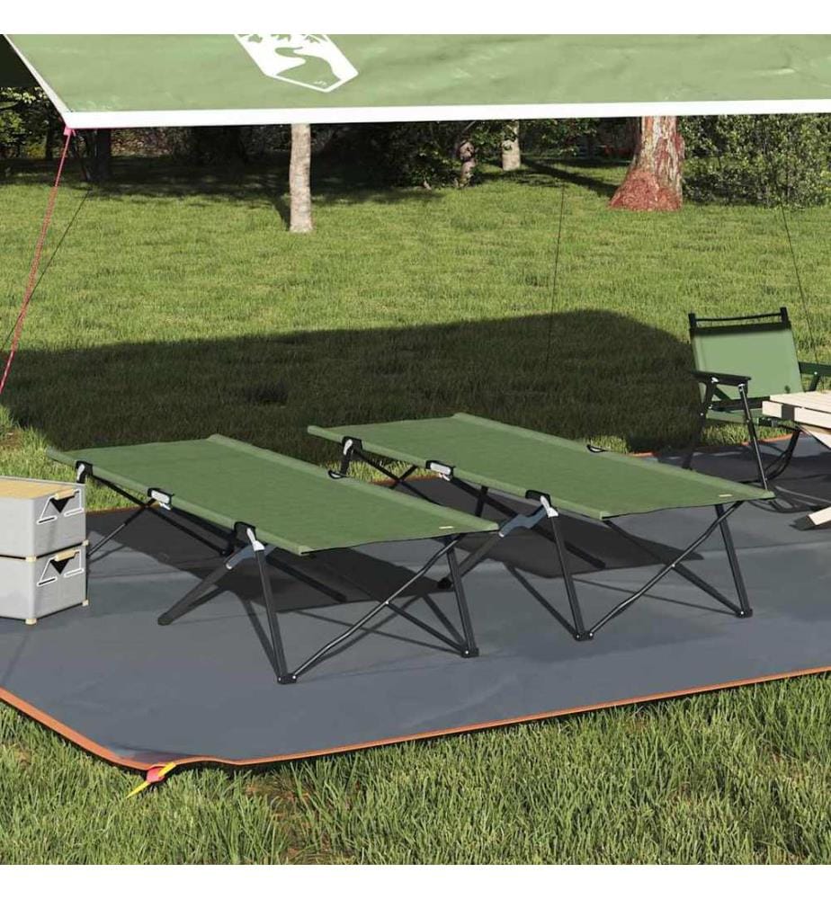 Klapp Schlafbett fürs Camping 2 pcs Grün 206 x 76 x 74 cm