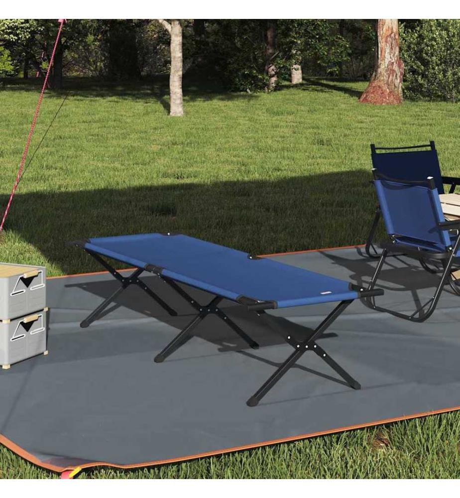 Lit de camping pliant Bleu 193 x 69 x 45 cm Tissu Oxford