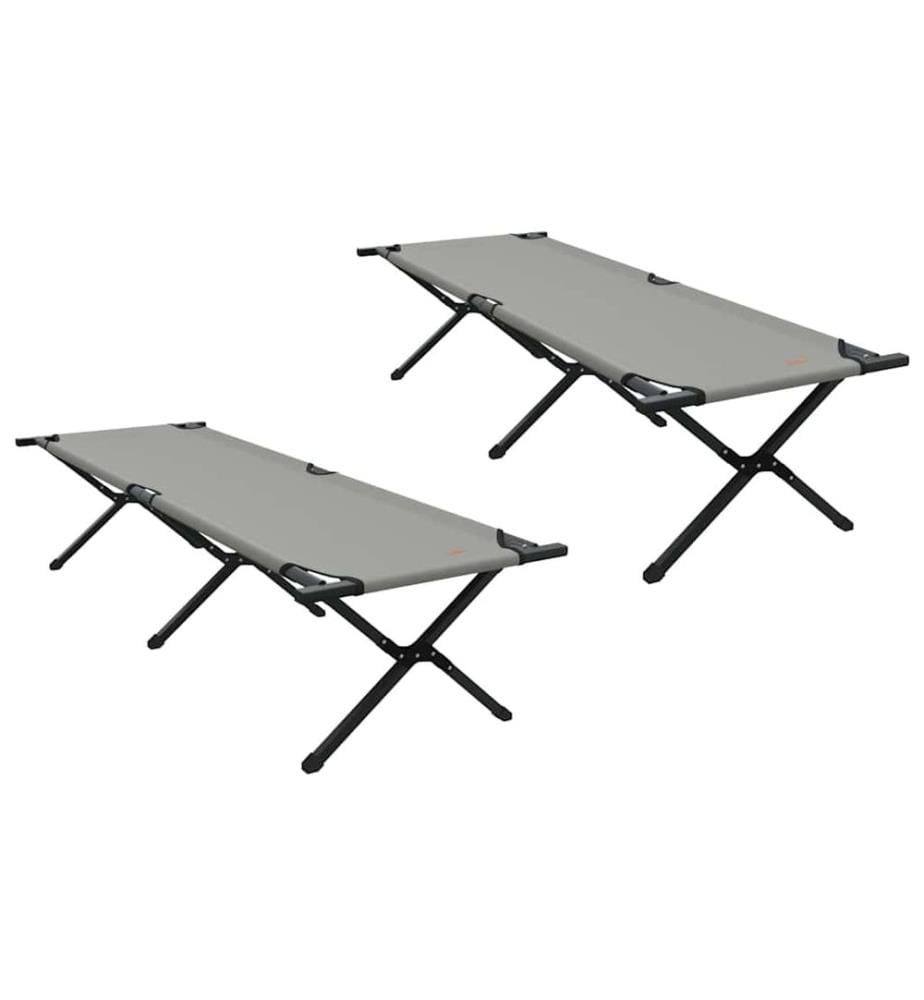 Lit de camping pliant 2 pcs Gris 193 x 69 x 45 cm Tissu Oxford