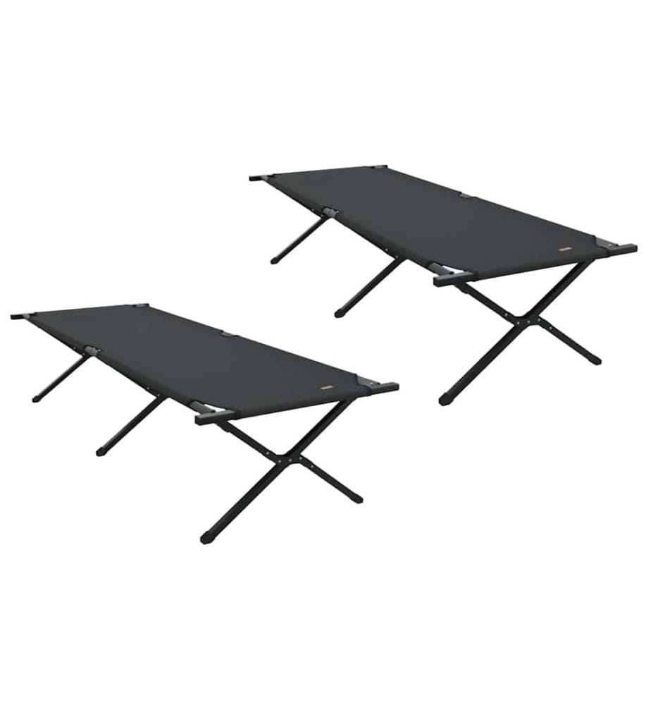 Klapp Schlafbett fürs Camping 2 pcs Schwarz 210 x 80 x 46 cm