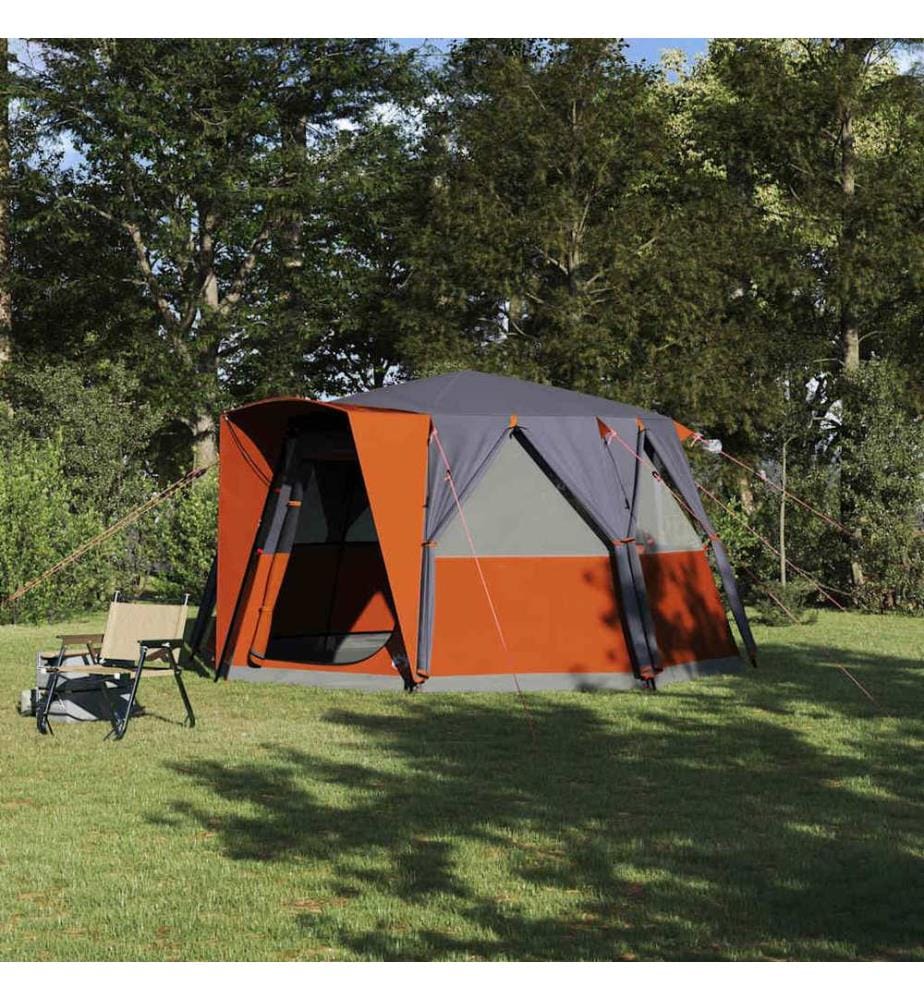Zelt für 6 Personen mit Dach Grau und Orange 425 x 396 x 222 cm