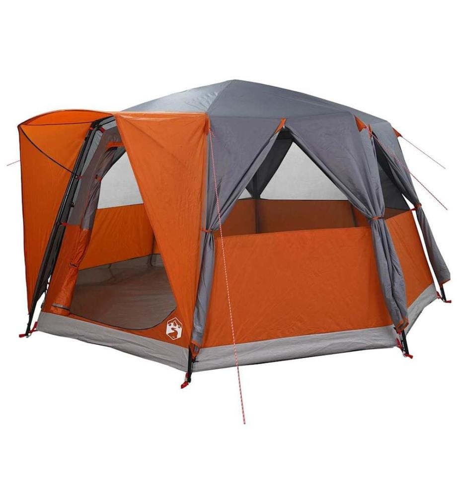 Zelt für 6 Personen mit Dach Grau und Orange 425 x 396 x 222 cm