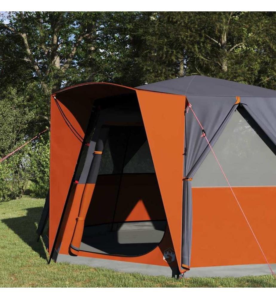 Zelt für 6 Personen mit Dach Grau und Orange 425 x 396 x 222 cm