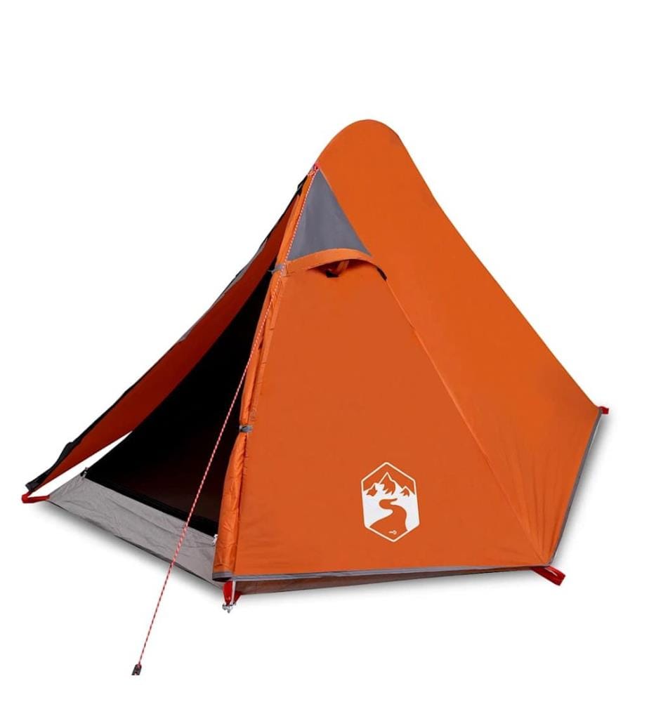 Kuppel-Campingzelt 2 Personen Grau und Orange Wasserdicht