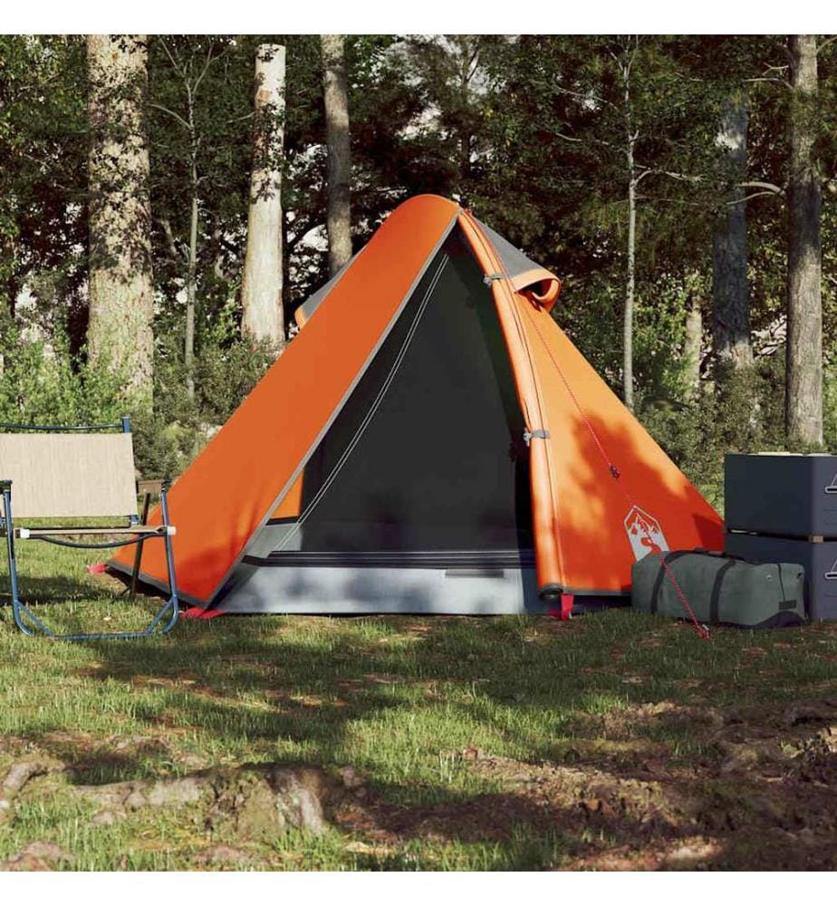 Kuppel-Campingzelt 2 Personen Grau und Orange Wasserdicht