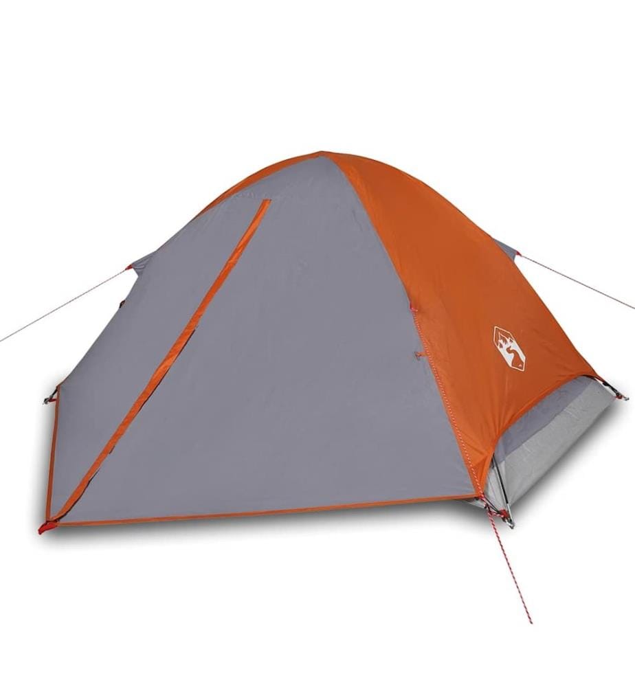 Kuppel-Campingzelt 4 Personen Grau und Orange Wasserdicht