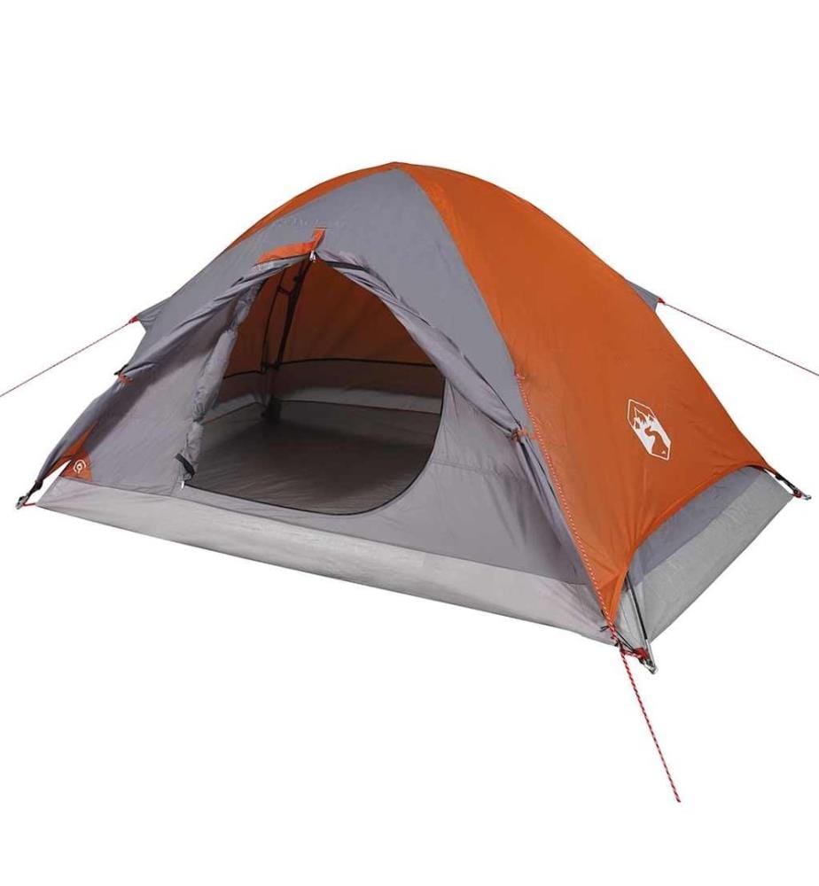Kuppel-Campingzelt 4 Personen Grau und Orange Wasserdicht