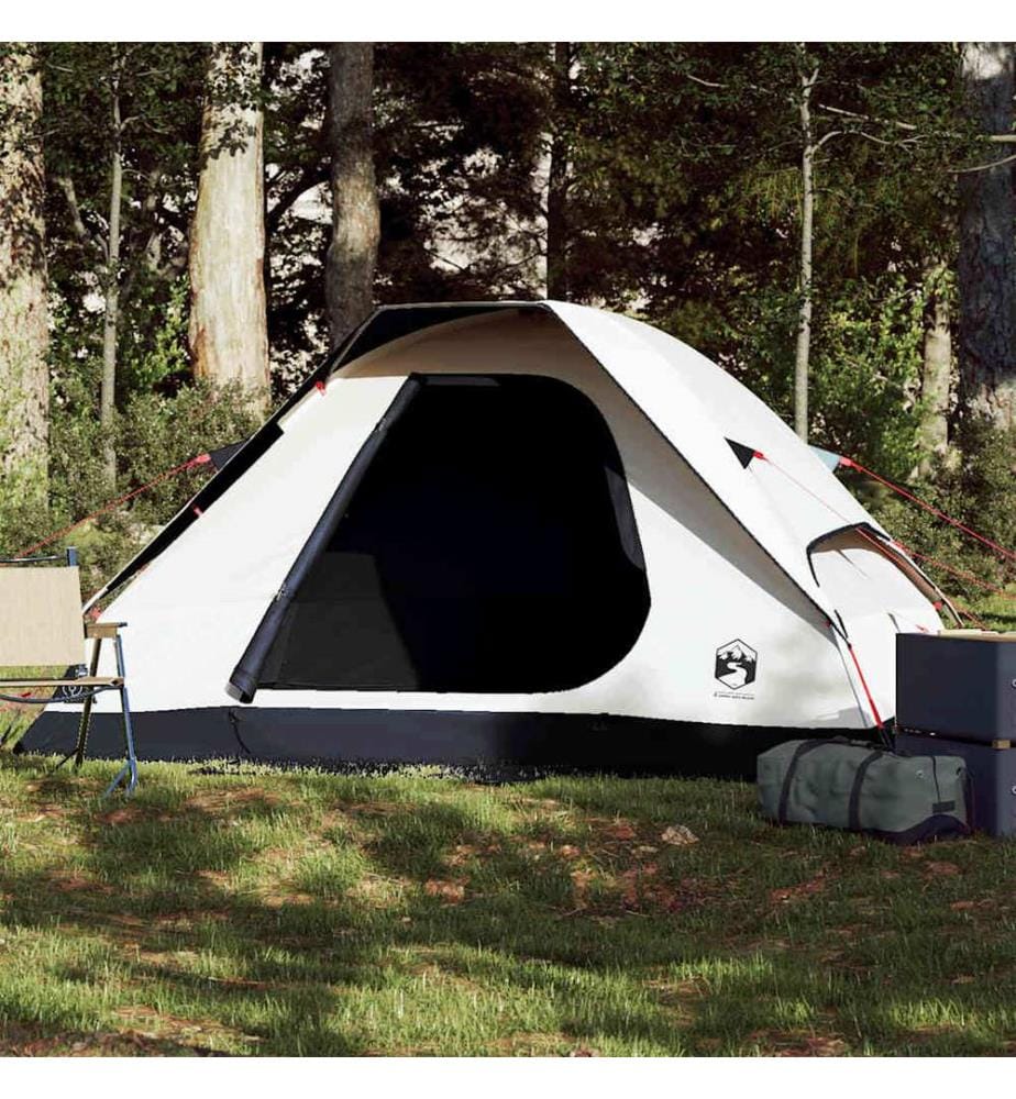 Kuppel-Campingzelt 2 Personen Weiss Dunkel Wasserdicht