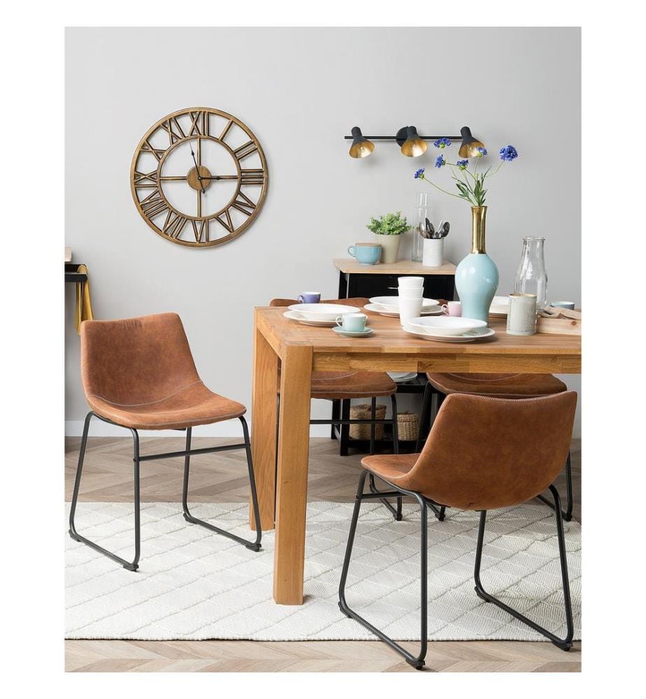 Lot de 2 chaises de salle à manger BATAVIA Tissu Marron doré