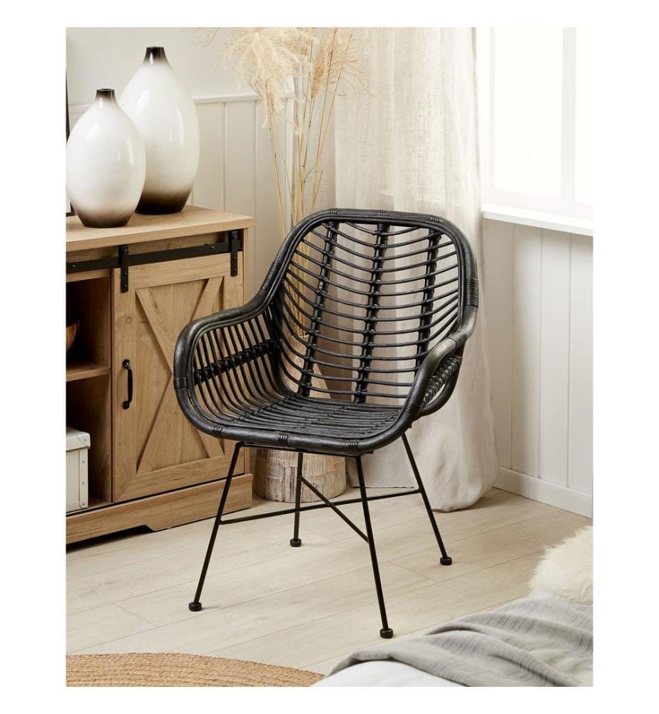 Esszimmerstuhl CANORA Rattan Schwarz
