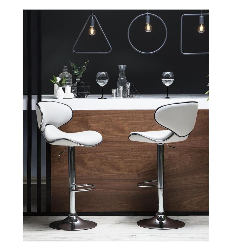 Lot de 2 chaises de bar CONWAY Cuir PU Blanc