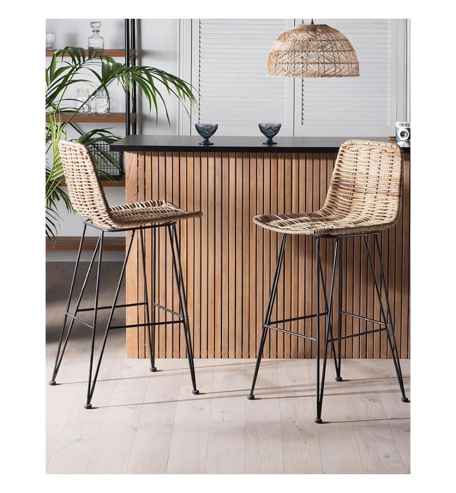 Lot de 2 chaises de bar CASSITA Rotin Naturel