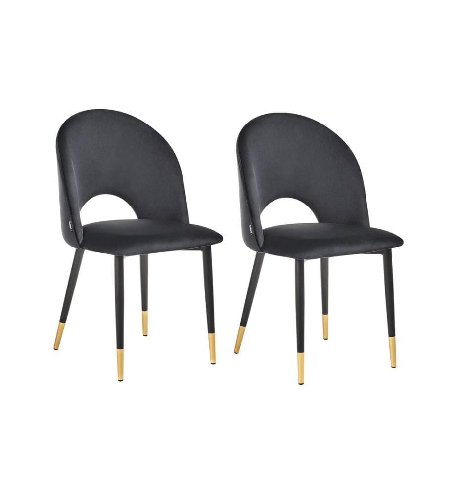 Esszimmerstuhl 2er Set MAGALIA Samtstoff Schwarz