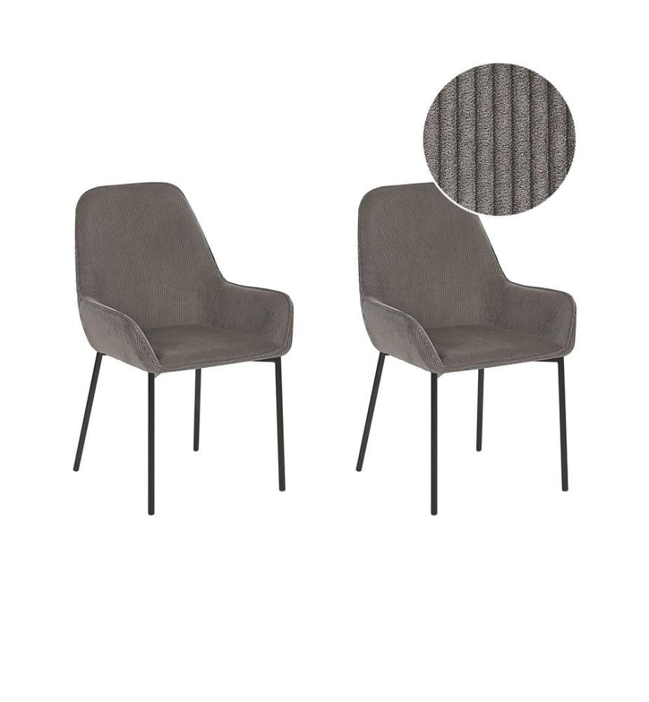 Esszimmerstuhl 2er Set LOVERNA Cord Grau