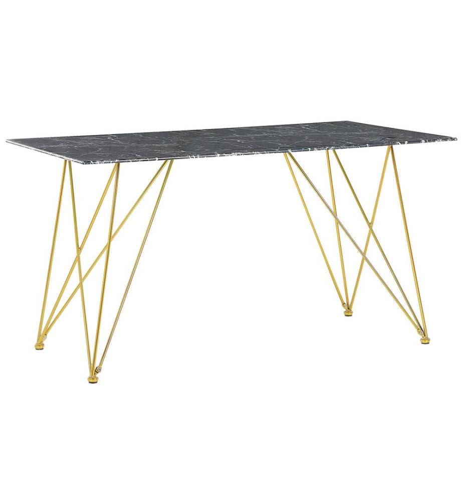 Esstisch KENTON Schwarzer Marmor 140 cm 80 cm Sicherheitsglas