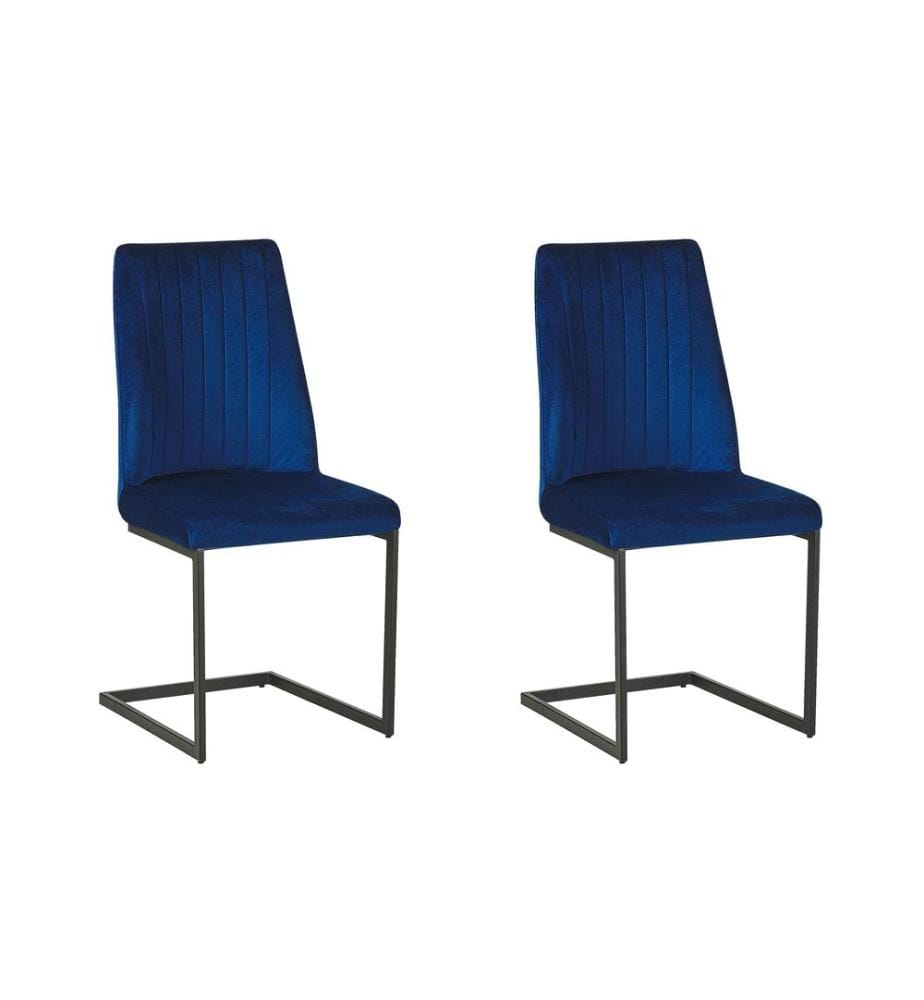 Esszimmerstuhl 2er Set LAVONIA Samtstoff Marineblau
