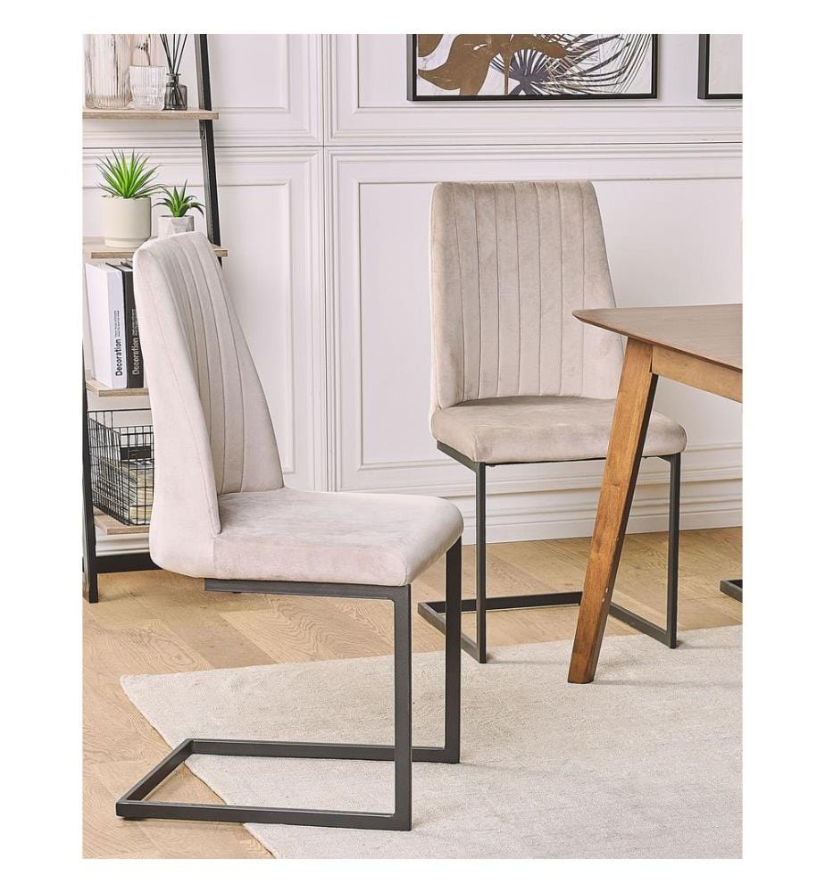 Esszimmerstuhl 2er Set LAVONIA Samtstoff Taupe
