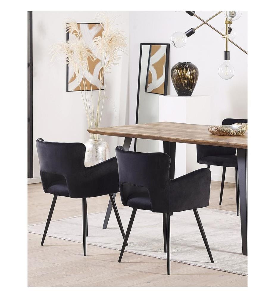 Esszimmerstuhl 2er Set SANILAC Samtstoff Schwarz