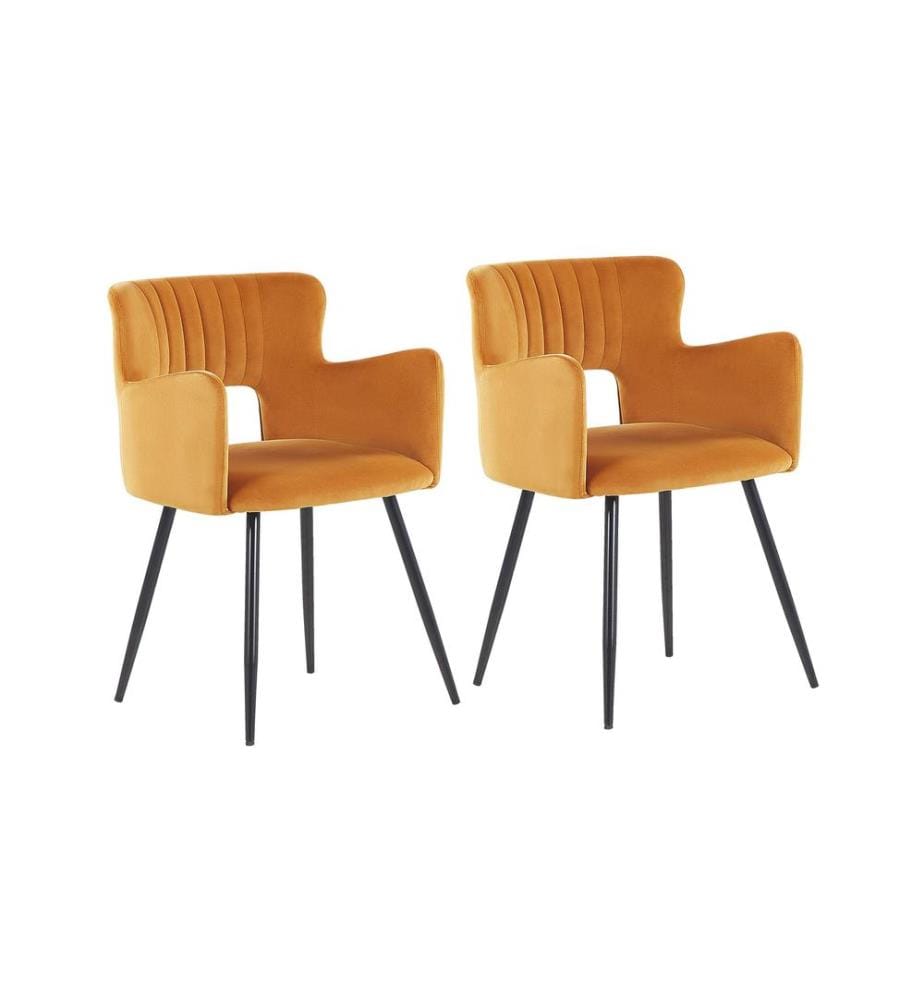 Esszimmerstuhl 2er Set SANILAC Samtstoff Orange