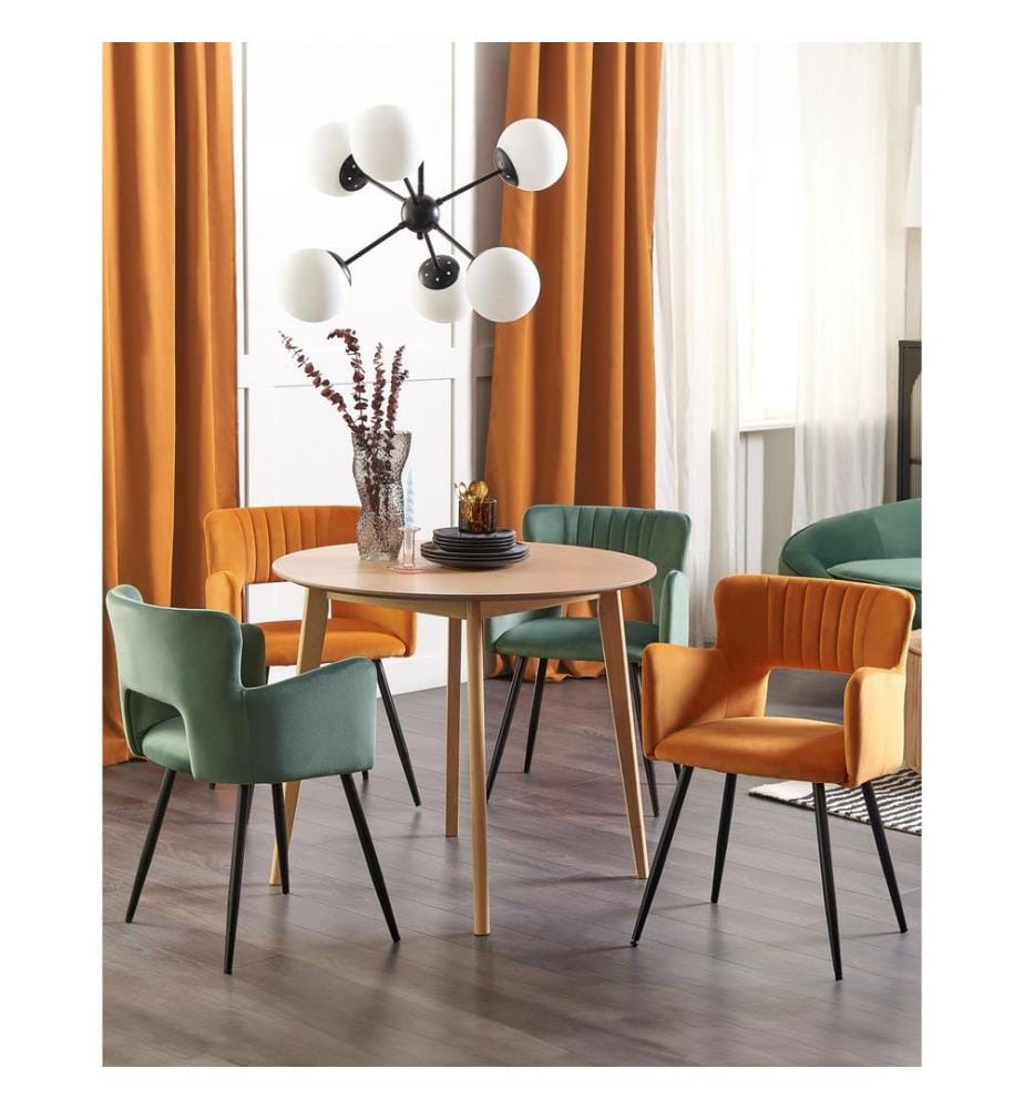Esszimmerstuhl 2er Set SANILAC Samtstoff Orange