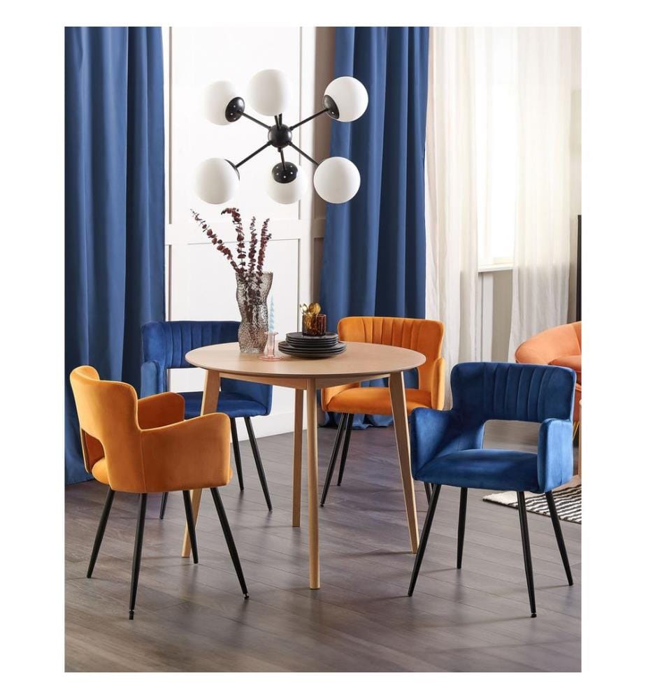 Lot de 2 chaises de salle à manger SANILAC Velours Bleu marine