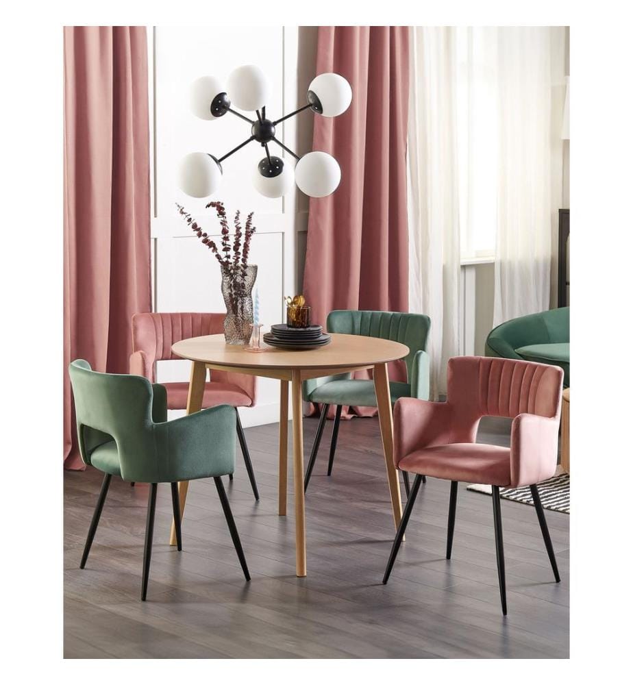 Esszimmerstuhl 2er Set SANILAC Samtstoff Pastellrosa