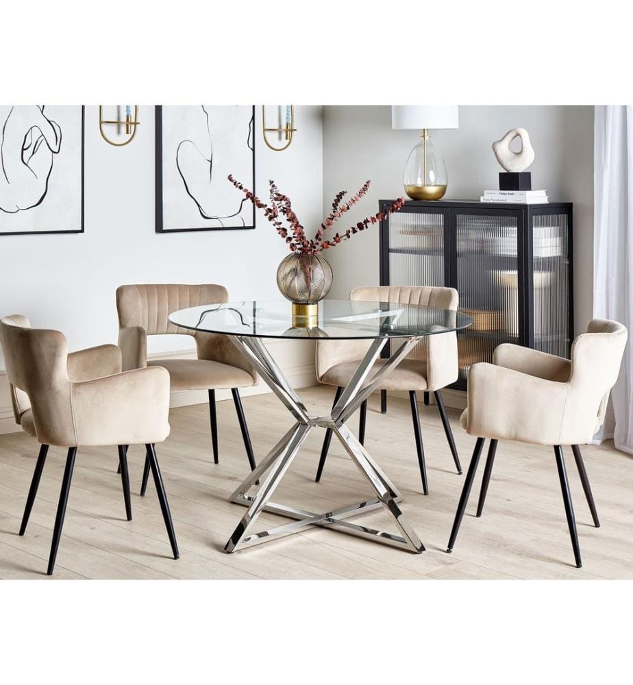Esstisch BOSCO Silber 105 cm 105 cm Sicherheitsglas