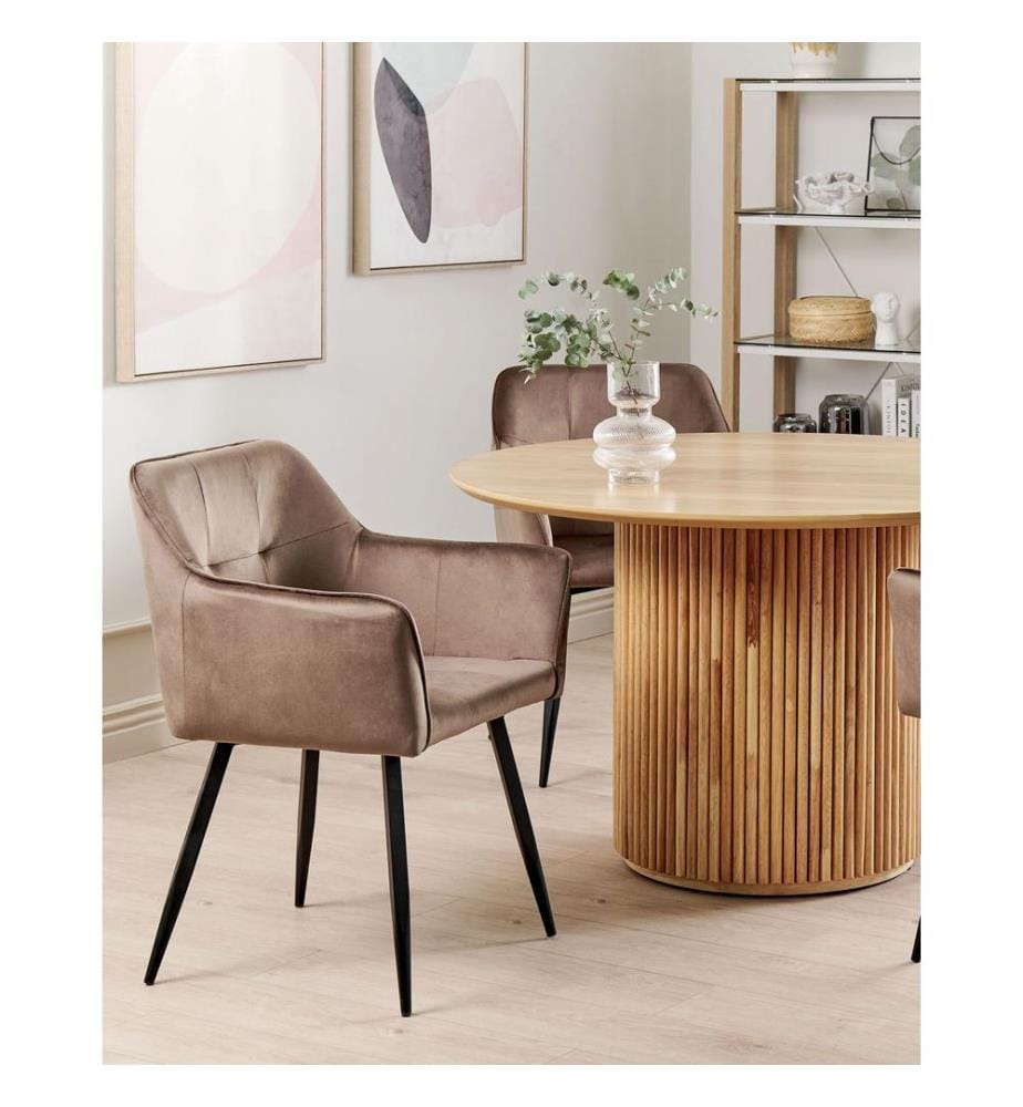 Esszimmerstuhl 2er Set JASMIN Samtstoff Braun