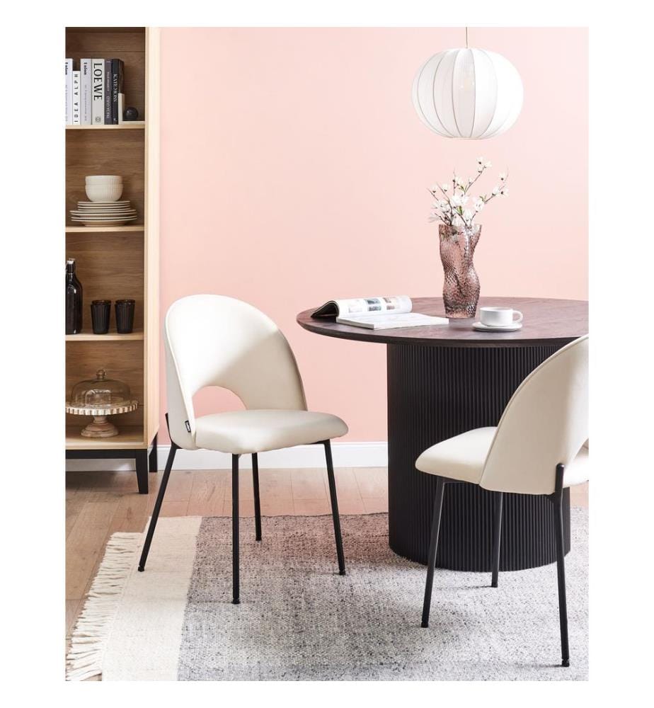 Esszimmerstuhl 2er Set COVELO Stoff Hellbeige