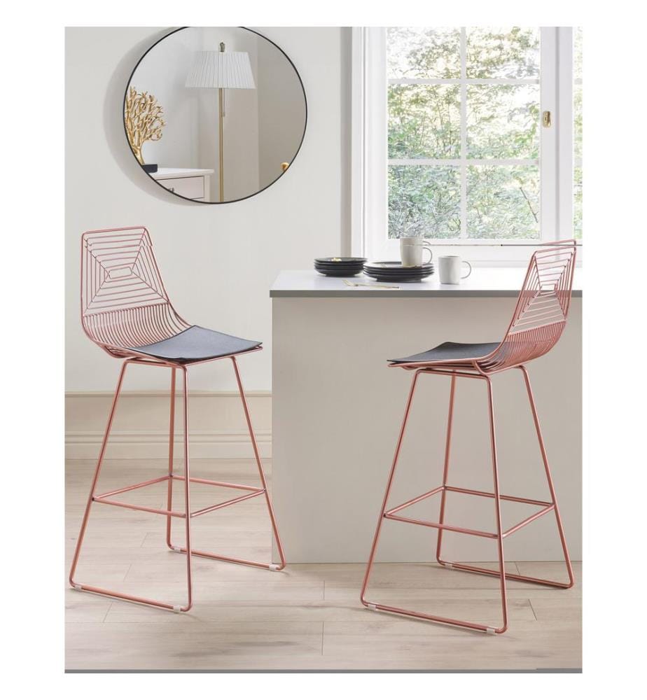 Set mit 2 Barstühlen BISBEE Metall Roségold