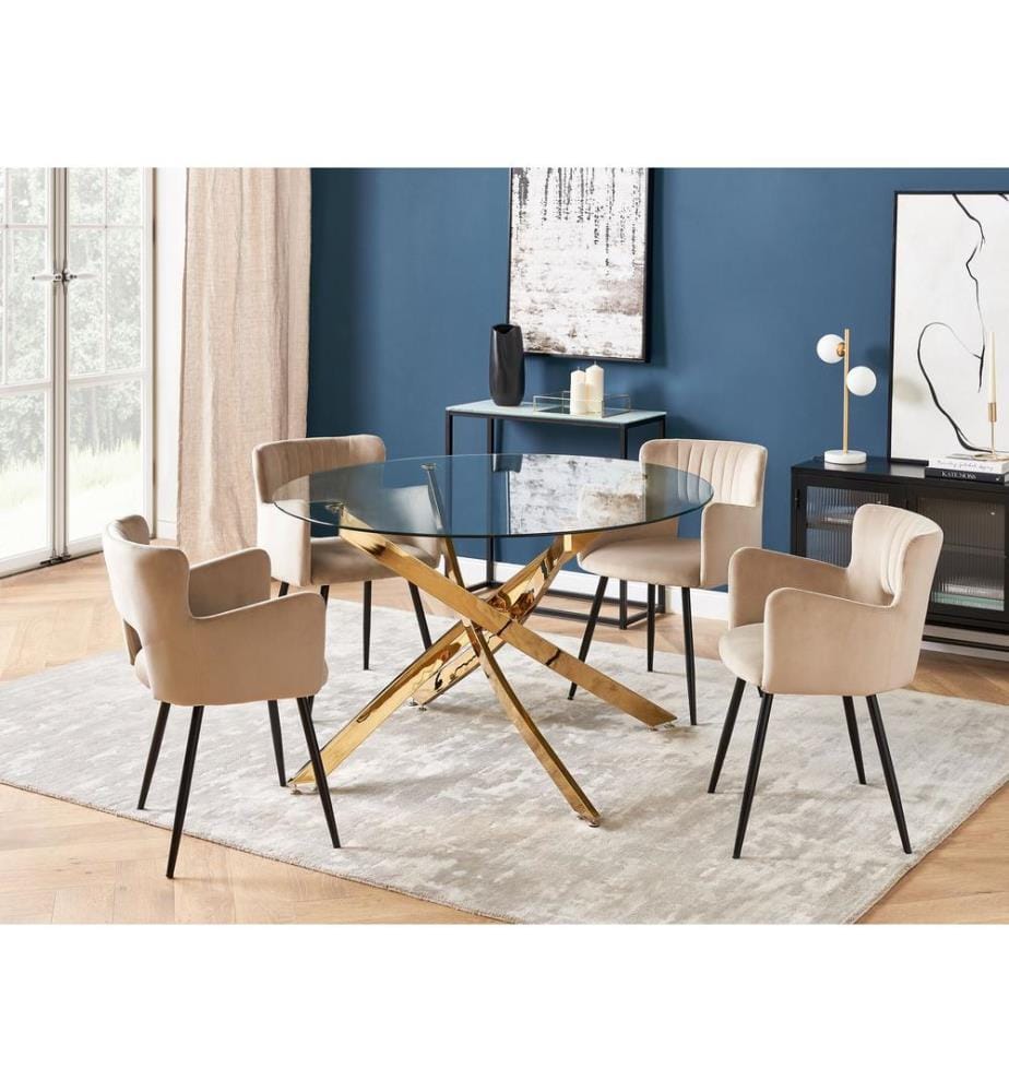 Tavolo da pranzo MARAMO Oro 120 cm 120 cm Vetro temperato