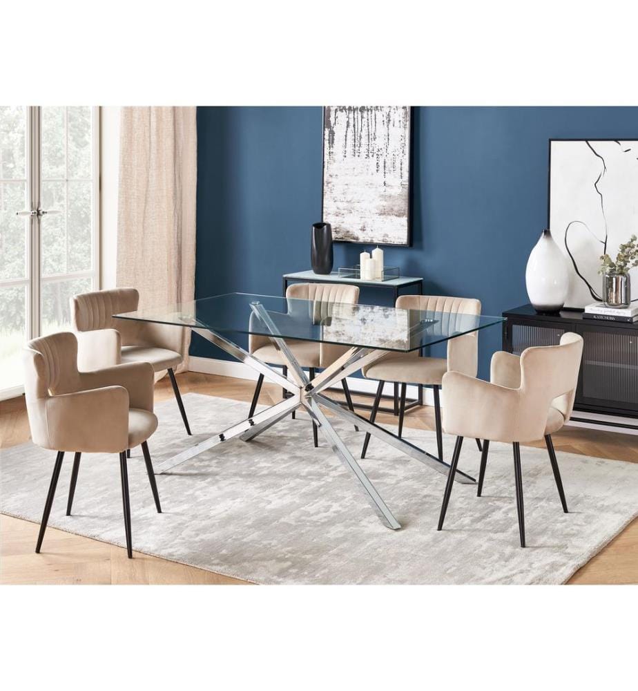 Esstisch CORA Silber 160 cm 90 cm Sicherheitsglas