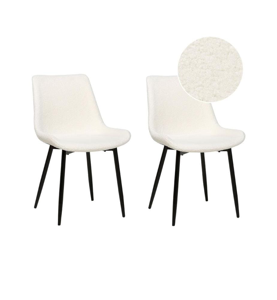 Esszimmerstuhl 2er Set AVILLA Bouclé Weiss