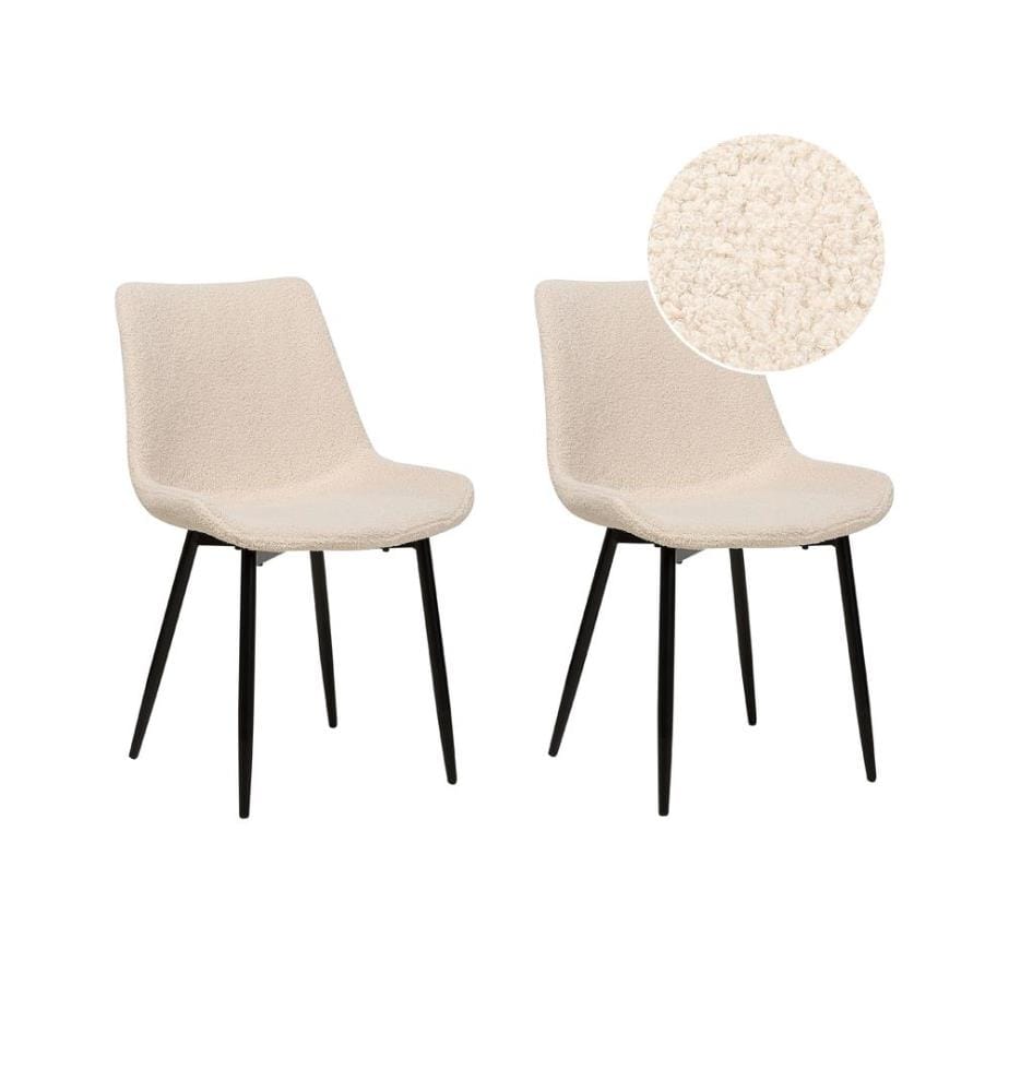 Esszimmerstuhl 2er Set AVILLA Bouclé Beige