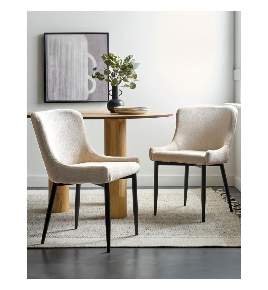 Esszimmerstuhl 2er Set EVERLY Stoff Hellbeige