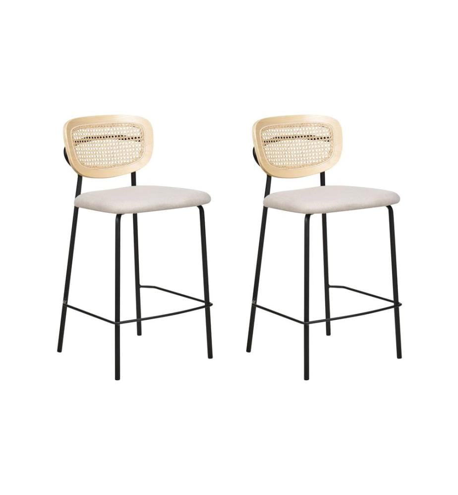 Set mit 2 Barstühlen MAYETTA Rattan Hellbeige