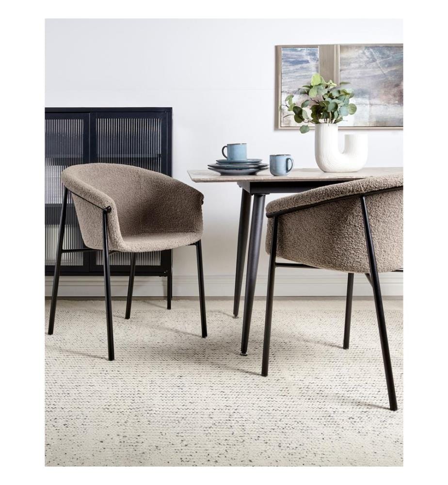 Esszimmerstuhl 2er Set AMES Bouclé Taupe