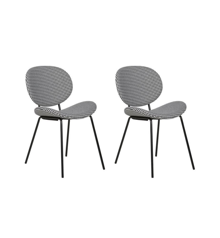 Esszimmerstuhl 2er Set LUANA Stoff Schwarz / Weiss