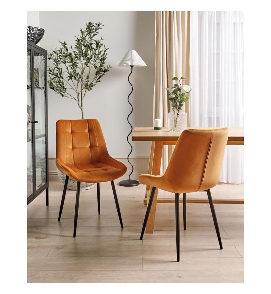 Esszimmerstuhl 2er Set MELROSE Samtstoff Orange
