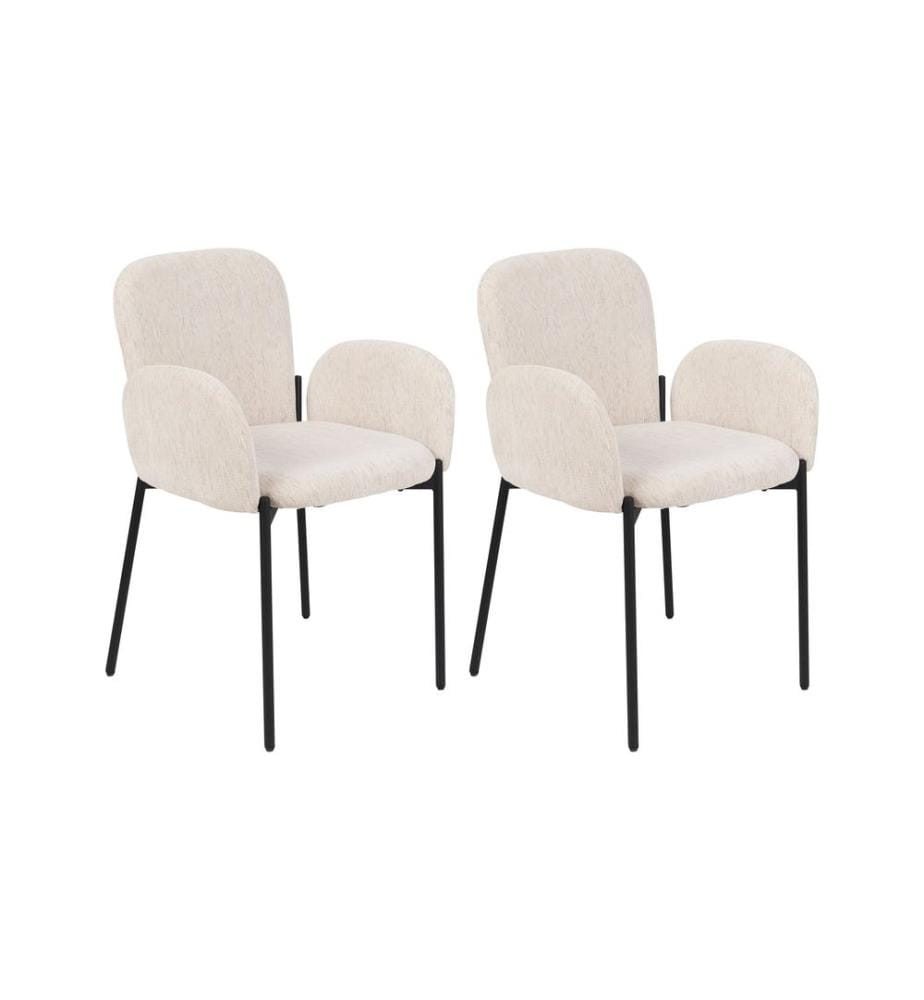 Esszimmerstuhl 2er Set ALBEE Stoff Beige