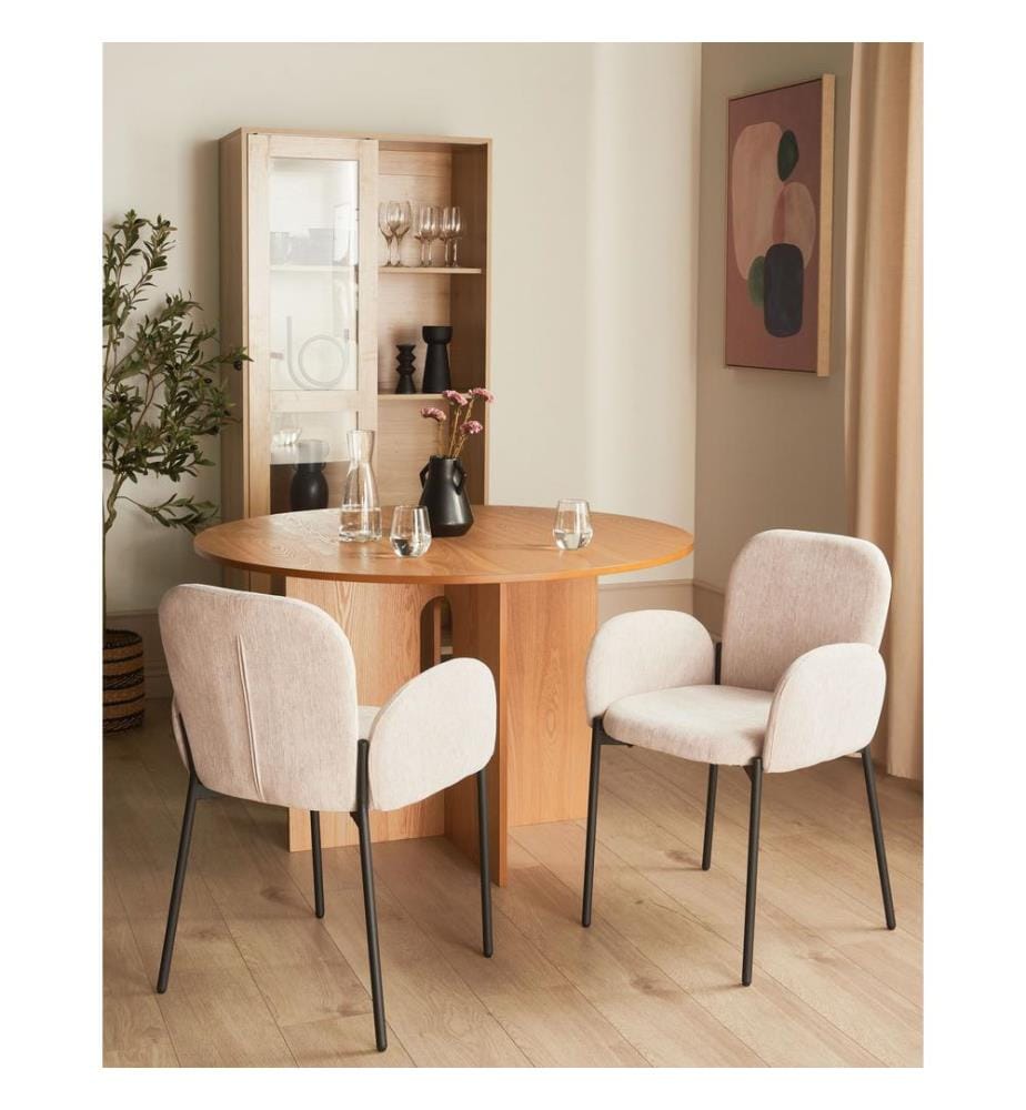 Esszimmerstuhl 2er Set ALBEE Stoff Beige