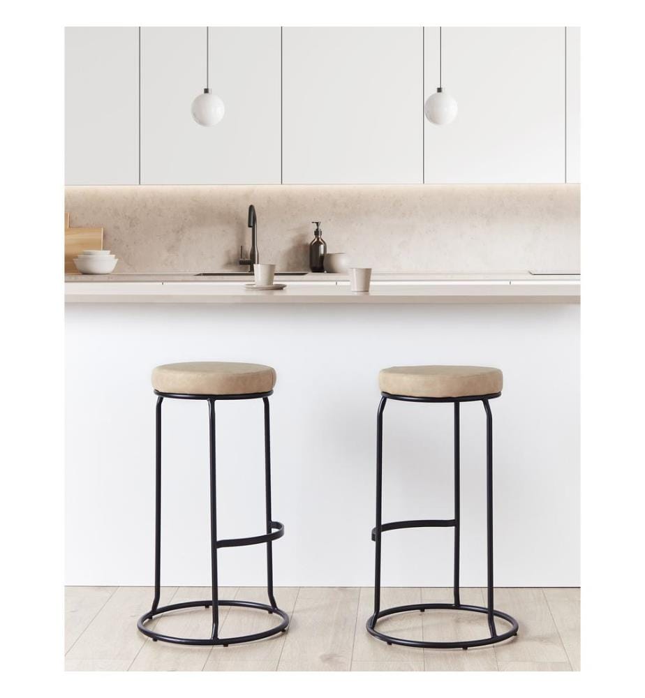 Lot de 2 tabourets de bar MILROY Cuir PU Beige