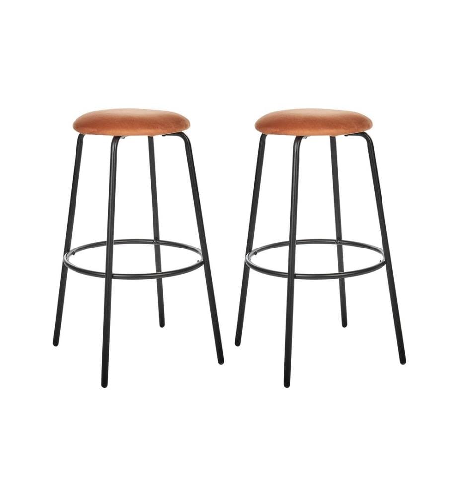 Set mit 2 Barhockern MORTON Samtstoff Orange