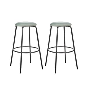 Set di 2 sgabelli da bar MORTON Velluto Verde menta