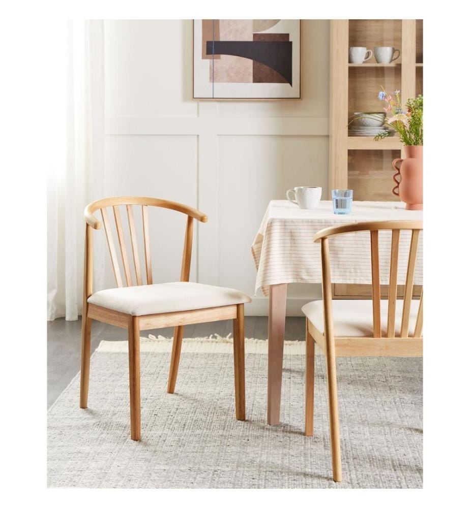 Esszimmerstuhl 2er Set CRAIG Holz Hellbraun / Beige