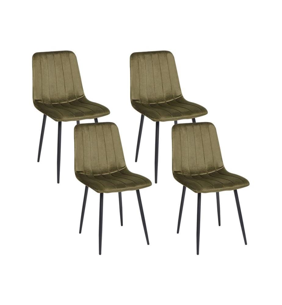 Esszimmerstuhl 4er Set KALISPELL Samtstoff Olivgrün