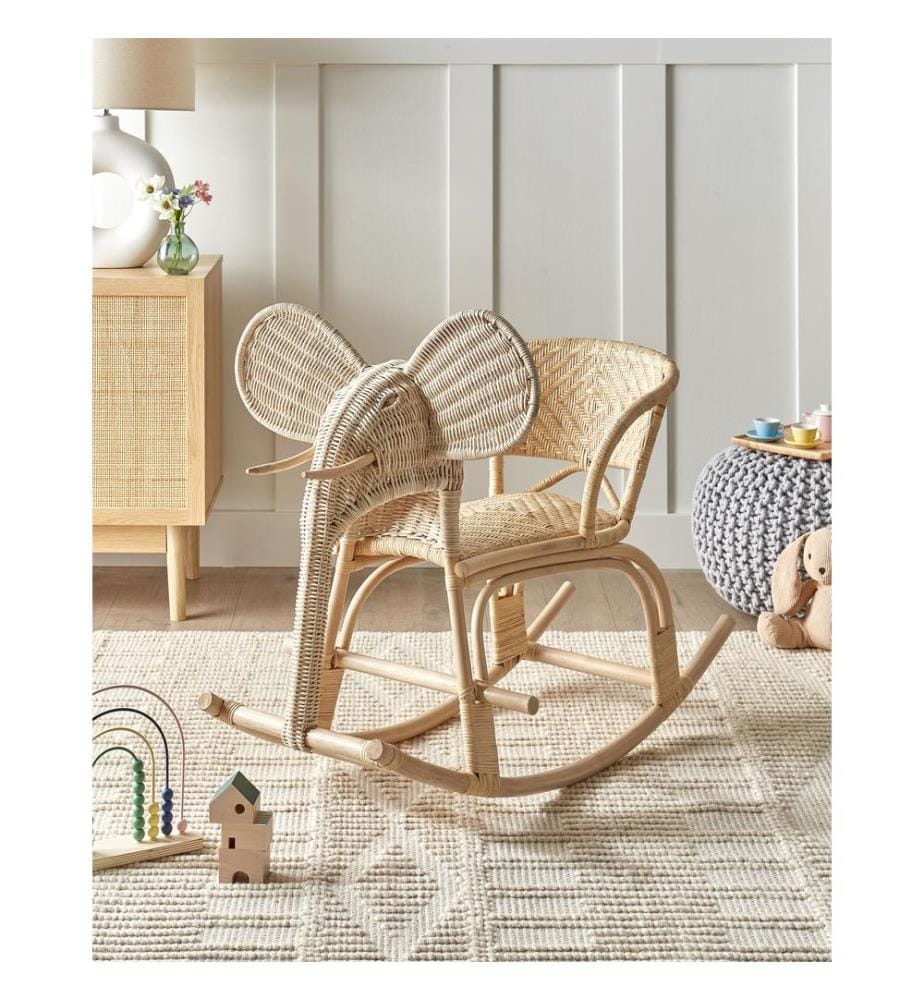 Chaise à bascule pour enfants Éléphant AMPOLLINO Rotin Naturel